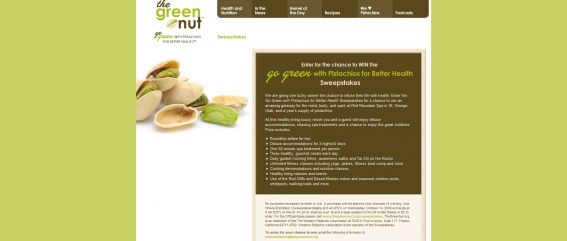 Go Green With Pistachios for Better Health Sweepstakes