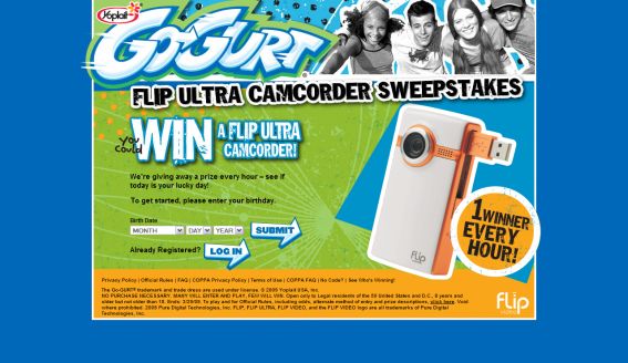 Go-Gurt Flip Ultra Camcorder Sweepstakes Go-Gurt Flip Ultra Camcorder Sweepstakes