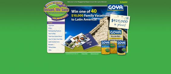 Goya Passport To Flavor Instant Win Game