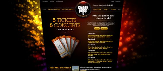 Guitar Hero 5 Reveal Sweepstakes