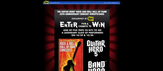 Guitar Hero Rock and Roll Hall of Fame 25th Anniversary Concert Sweepstakes