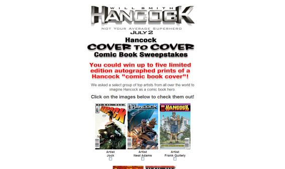 The Hancock Cover To Cover Comic Book Sweepstakes The Hancock Cover To Cover Comic Book Sweepstakes
