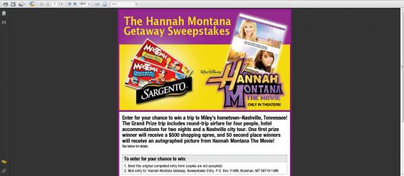Hannah Montana The Movie Sweepstakes