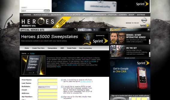 Heroes Insider Interactive SMS Sweepstakes Heroes Insider Interactive SMS Sweepstakes