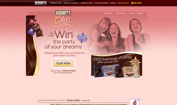 Hershey Bliss Celebrate on Us Instant Win Game