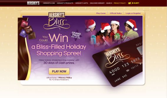 Hershey’s Bliss Holiday Shopping Spree Instant Win Game