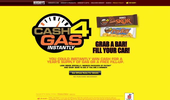 Hershey’s Cash 4 Gas Instant Win Game Hershey’s Cash 4 Gas Instant Win Game