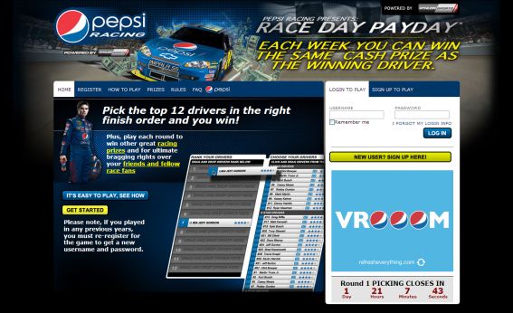 Pepsi Race Day Payday Game