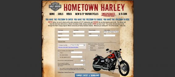 Maxim Hometown Harley Sweepstakes