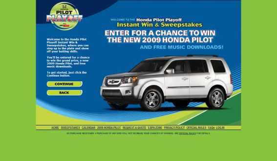 2009 Honda Pilot Playoff Instant Win & Sweepstakes