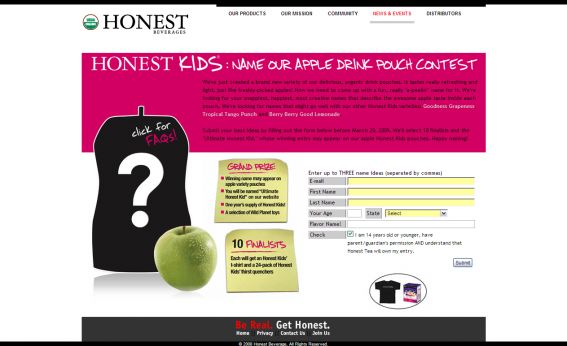 Honest Kid Name Our Apple Drink Pouch Contest