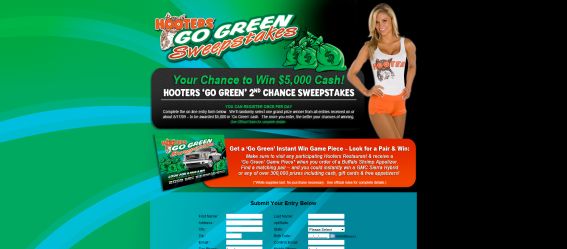 Hooters Go Green Sweepstakes Hooters Go Green Sweepstakes
