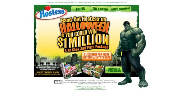 Hostess HULK Out Halloween Chance for a Million Dollars Sweepstakes