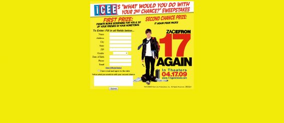 ICEE What Would You Do With Your 2nd Chance Sweepstakes