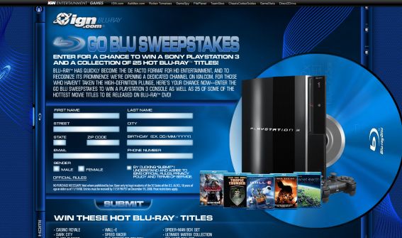 Blu-ray Launch Sweeps 2008 Sweepstakes