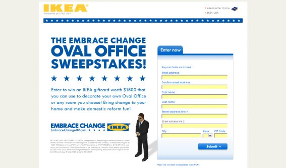 IKEA Win Your Own Oval Office Sweepstakes