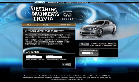 Experience that Money Can’t Buy Trivia Presented by Infiniti Sweepstakes