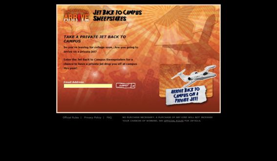 Jet Back to Campus Sweepstakes Jet Back to Campus Sweepstakes