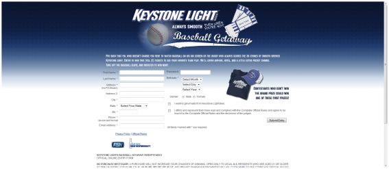 Keystone Light Baseball Getaway Sweepstakes