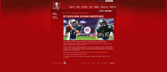 KFC Super Bowl Giveaway Sweepstakes