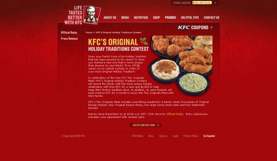 KFC Original Holiday Traditions Contest