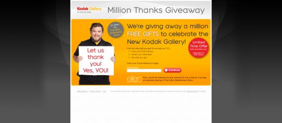 Kodak Gallery Millions Thanks Giveaway