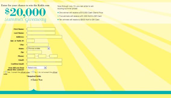 The Kohls.com $20,000 Summer Sweepstakes