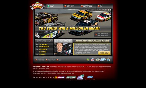 Kraft’s Race to Win a Million Dollars Sweepstakes