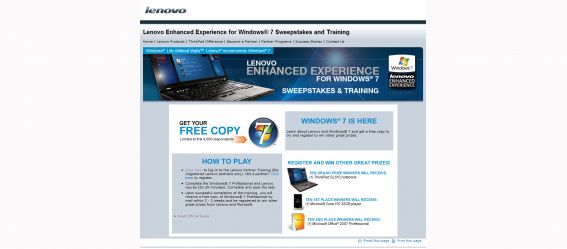 Lenovo Win7 Sweepstakes