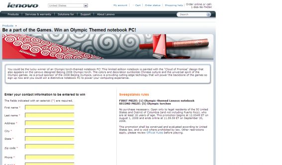 The Lenovo Olympic Torch and Themed Notebook PC Sweeps