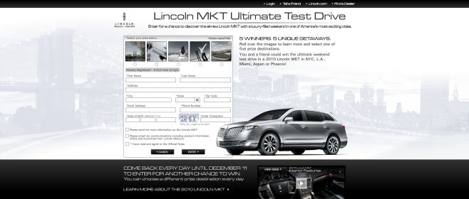 Lincoln MKT Ultimate Test Drive Sweepstakes Lincoln MKT Ultimate Test Drive Sweepstakes