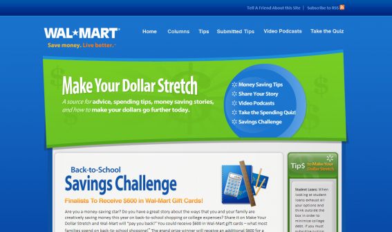 Wal-Mart School Savings Story Challenge