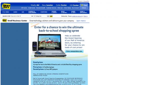 Best Buy Mall of America Grand Opening Sweepstakes