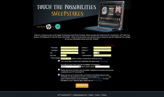 Touch the Possibilities Sweepstakes Touch the Possibilities Sweepstakes