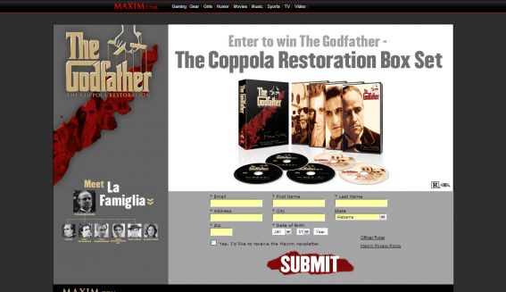 The Godfather – The Coppola Restoration Blu-Ray Disc Collection Sweepstakes The Godfather – The Coppola Restoration Blu-Ray Disc Collection Sweepstakes
