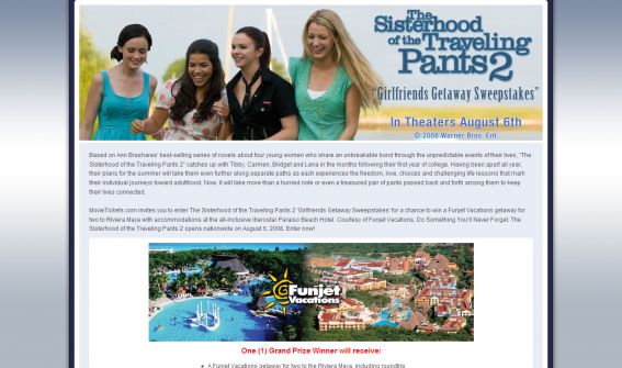 The Sisterhood of the Traveling Pants 2 Girlfriends Getaway Sweepstakes The Sisterhood of the Traveling Pants 2 Girlfriends Getaway Sweepstakes