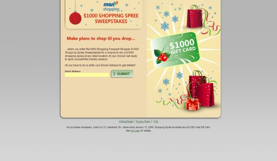 MSN Shopping Frequent Shopper $1000 Shopping Spree Sweepstakes