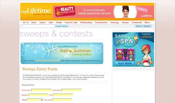 Lifetime’s Astro Summer Sweepstakes