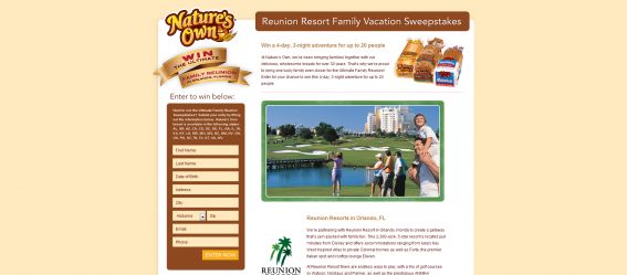 Nature’s Own Ultimate Family Reunion Sweepstakes Nature’s Own Ultimate Family Reunion Sweepstakes