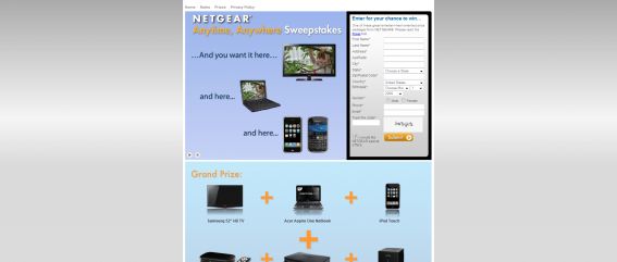 NETGEAR Anytime, Anywhere Sweepstakes NETGEAR Anytime, Anywhere Sweepstakes