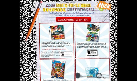 Nick Magazine - Back-to-School Handbook Sweepstakes