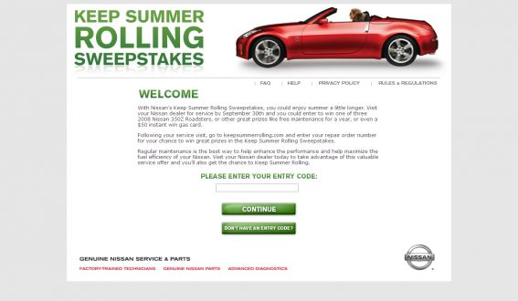 Nissan Keep Summer Rolling Sweepstakes