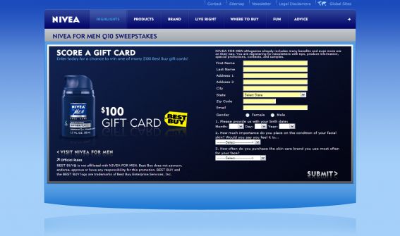The Nivea For Men Q10 Sweepstakes