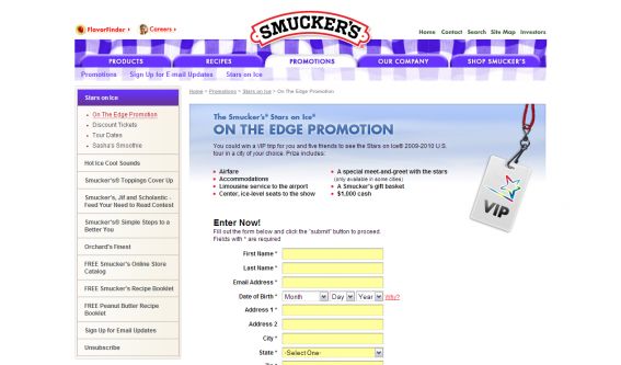 Smucker’s Stars on Ice On The Edge Promotion