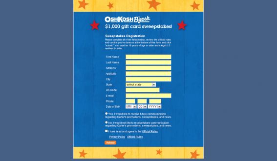 OshKosh $1,000 Shopping Spree Sweepstakes OshKosh $1,000 Shopping Spree Sweepstakes