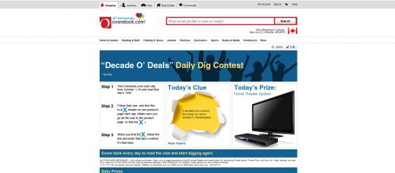 Overstock.com Decade of Deals Daily Dig Sweepstakes Overstock.com Decade of Deals Daily Dig Sweepstakes
