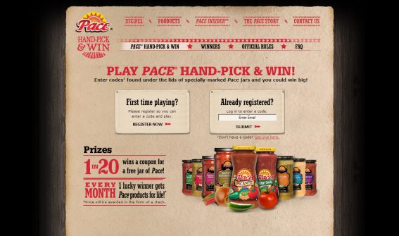 Pace Hand-Pick & Win Game