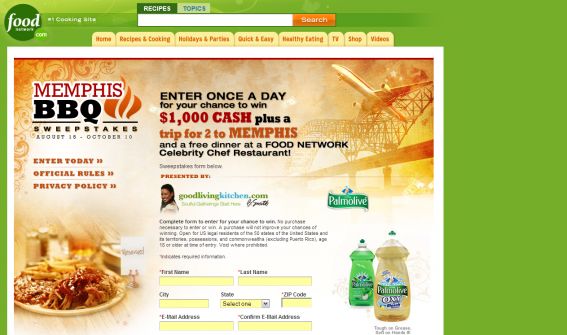 Palmolive Memphis BBQ Sweepstakes Palmolive Memphis BBQ Sweepstakes