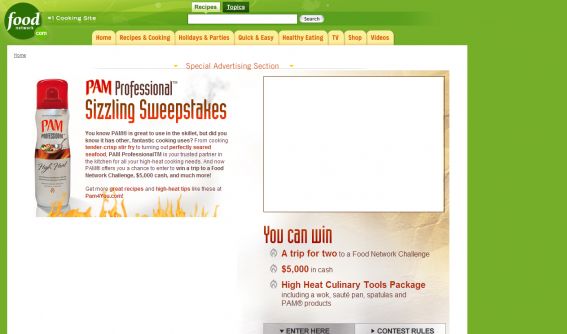Pam Professional Sizzling Sweepstakes