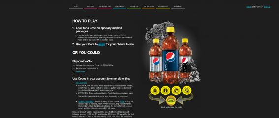 Pepsi Rock Band Sweepstakes and Instant Win Game